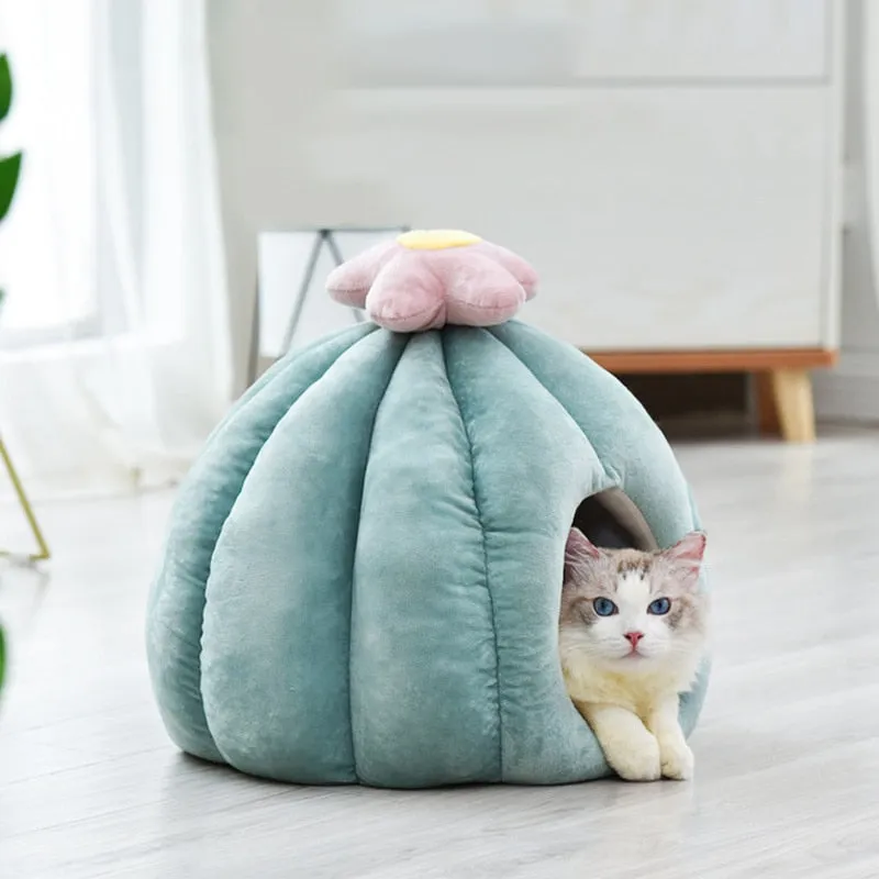Cactus Cat Cave with Removable Cat Bed Cushion