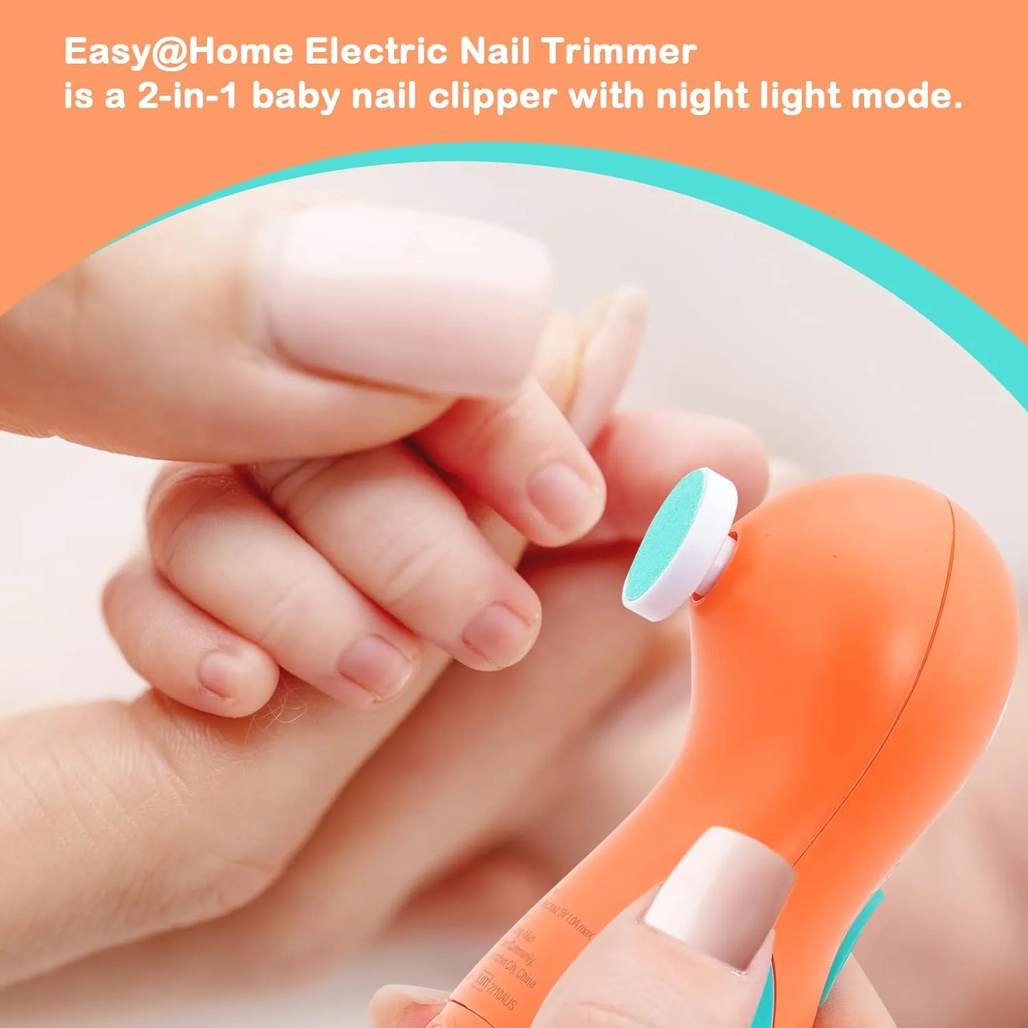 Electric Baby Nail File Trimmer: Easy@Home Safe Nail Clippers Kit - Baby Nail Clippers with 6 Grinding Heads and LED Light for Newborn Toddler Kids or Adults | Fingernails Care Trim ENT019