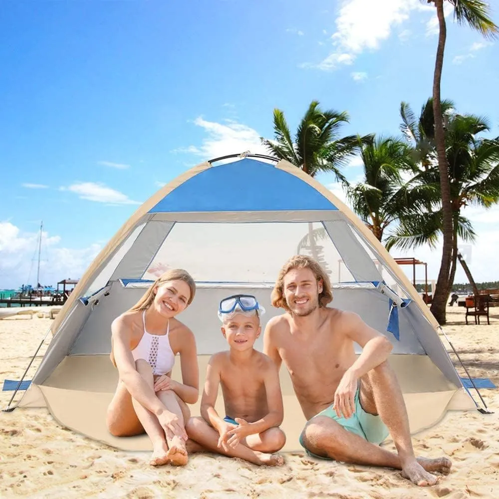 Gorich Beach Tent Sun Shelter for 3/4-5/6-7/8-10 Person with UPF 50 UV Protection, Lightweight & Easy Setup Beach Shade Canopy, Portable Beach Shade Tent Beach Cabana