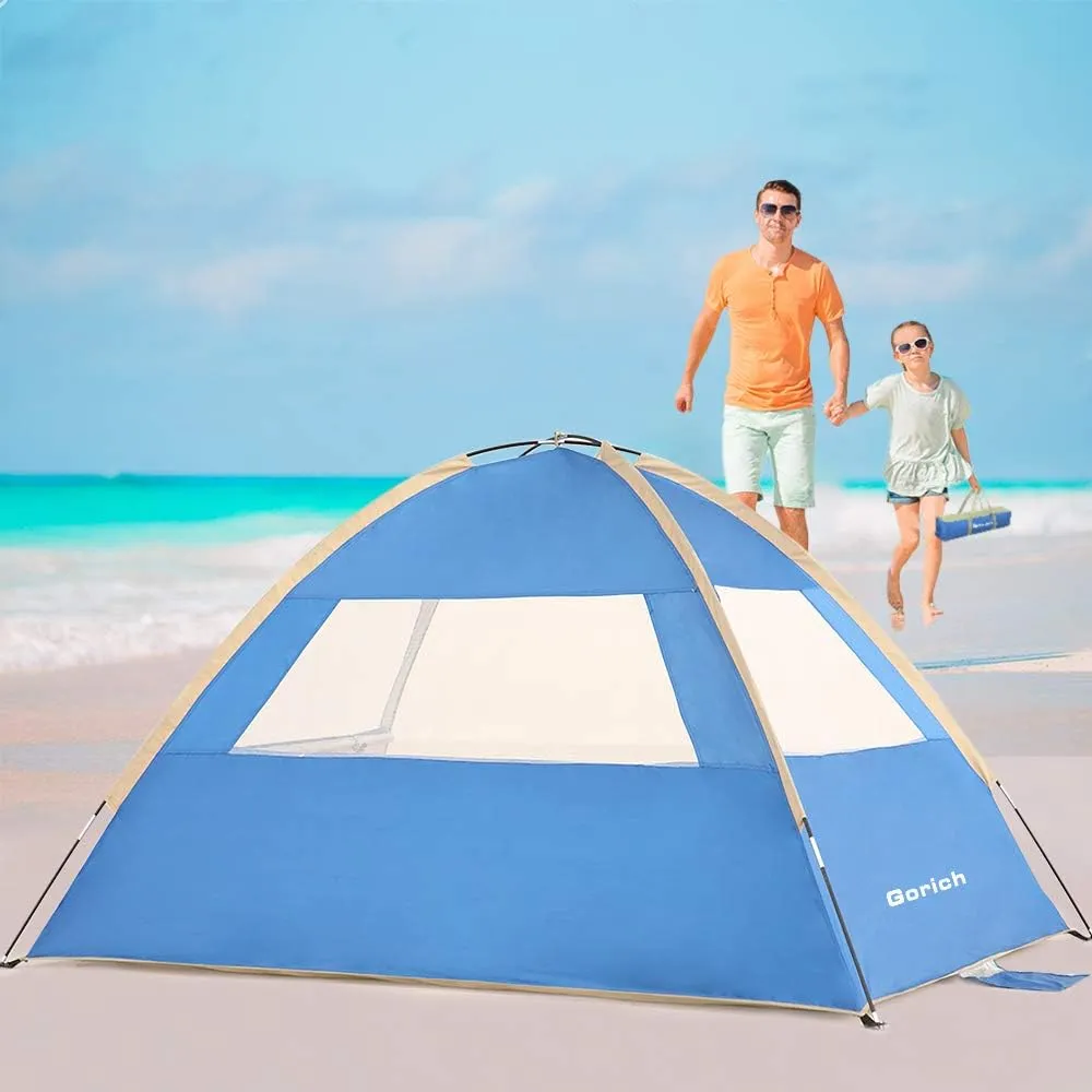 Gorich Beach Tent Sun Shelter for 3/4-5/6-7/8-10 Person with UPF 50 UV Protection, Lightweight & Easy Setup Beach Shade Canopy, Portable Beach Shade Tent Beach Cabana