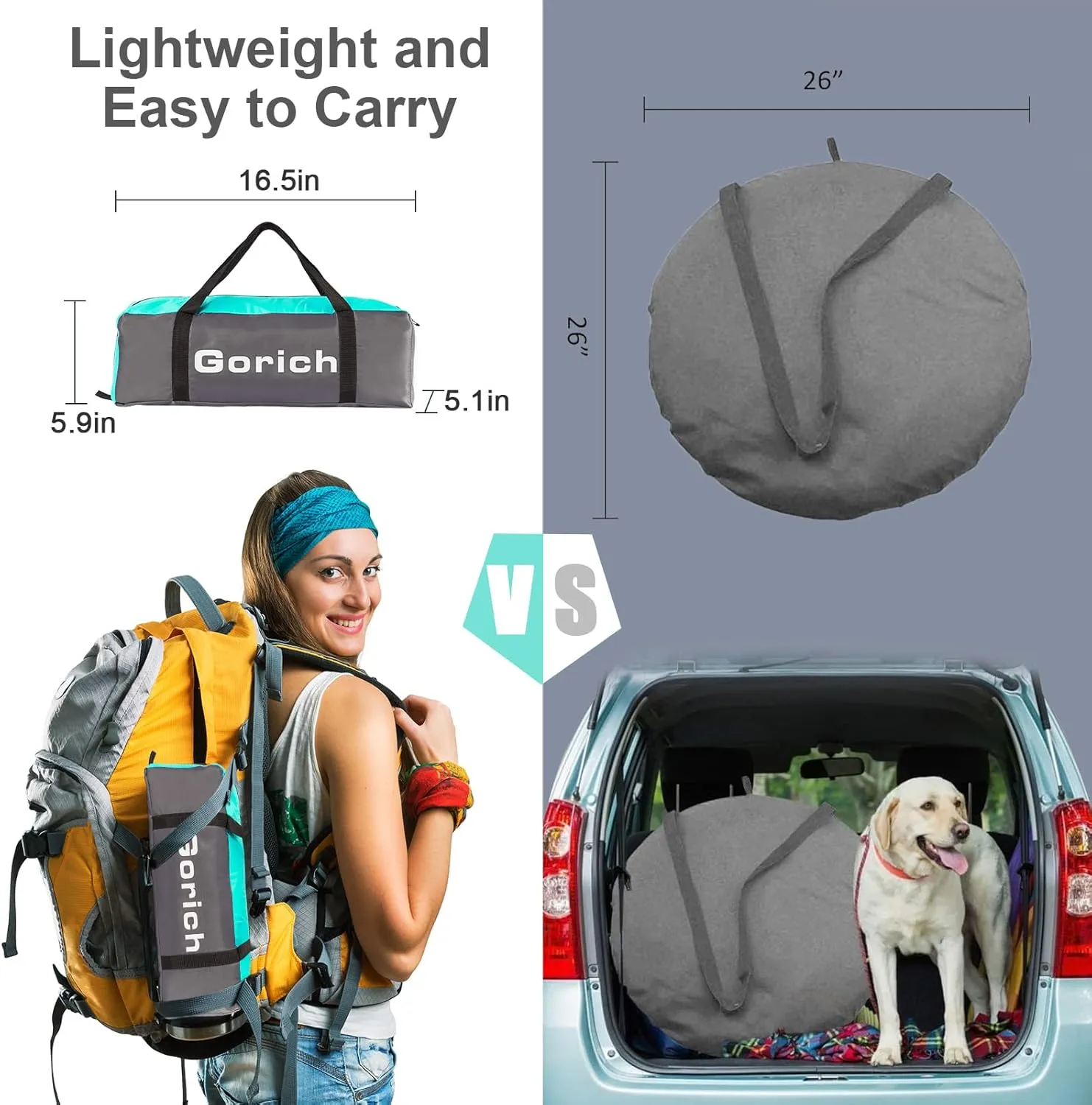 Gorich Beach Tent Sun Shelter for 3/4-5/6-7/8-10 Person with UPF 50 UV Protection, Lightweight & Easy Setup Beach Shade Canopy, Portable Beach Shade Tent Beach Cabana