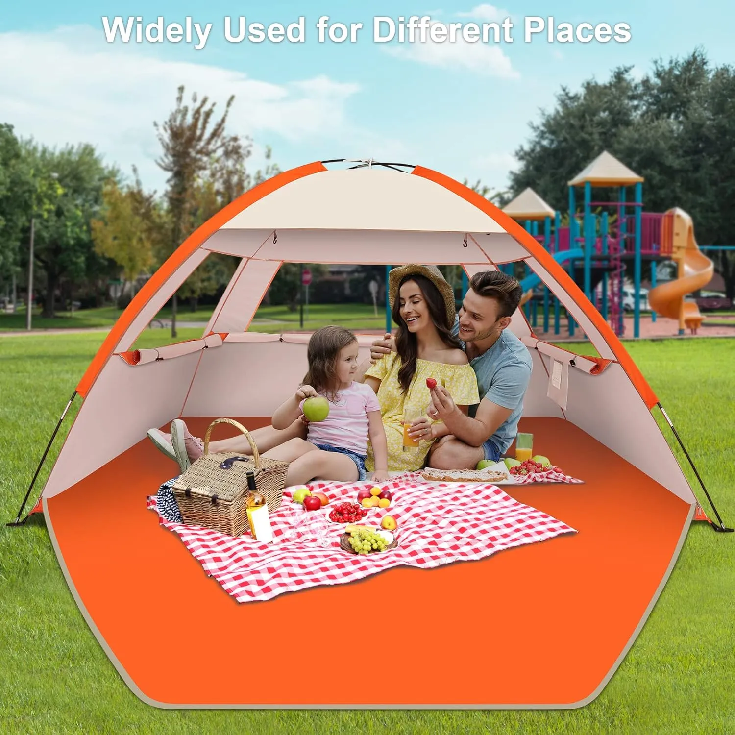 Gorich Beach Tent Sun Shelter for 3/4-5/6-7/8-10 Person with UPF 50 UV Protection, Lightweight & Easy Setup Beach Shade Canopy, Portable Beach Shade Tent Beach Cabana
